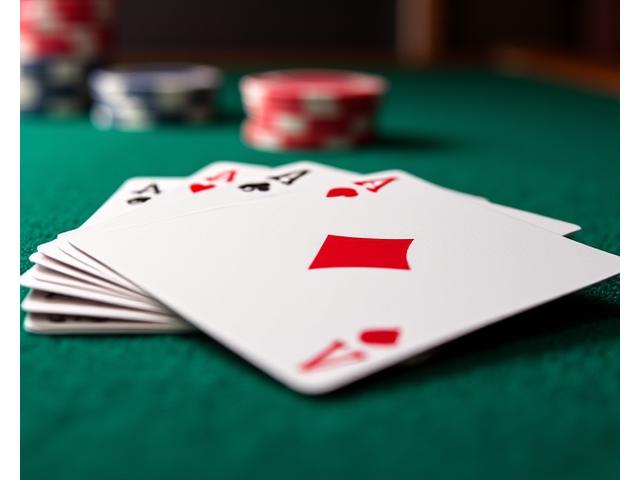 Vibrant, clear poker-sized playing cards fanned out on a green felt poker table with chips, indicating high visibility and durability.