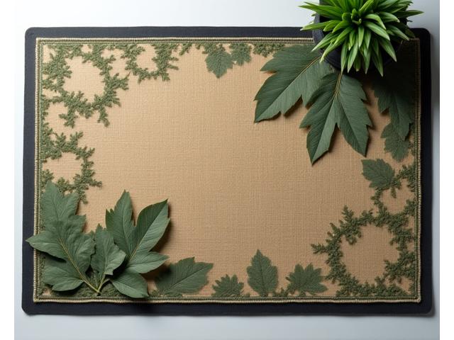 Gaming playmat made from natural rubber and jute fiber, with a tasteful nature design.