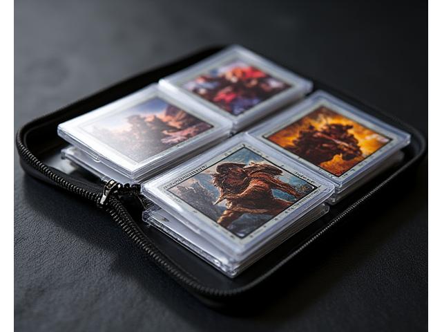 9-pocket card binder filled with sleeved collectible cards
