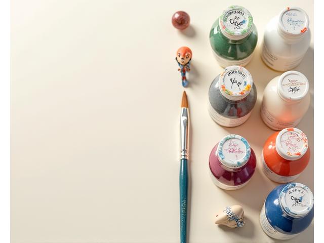 Miniature painting kit with brushes, paints, and a small miniature figure